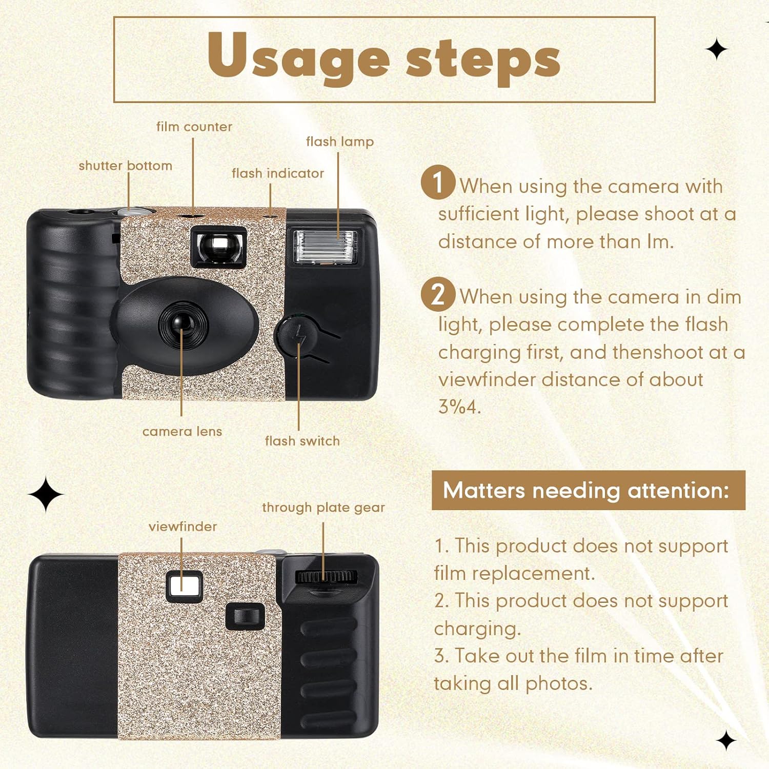 4 Pcs Disposable Camera Single Use Film Camera One Time Camera for Photography with Flash Color Film for Wedding, Anniversary, Travel, Camp, Party Supplies, Birthday Gift (Classic Style) - Image 4