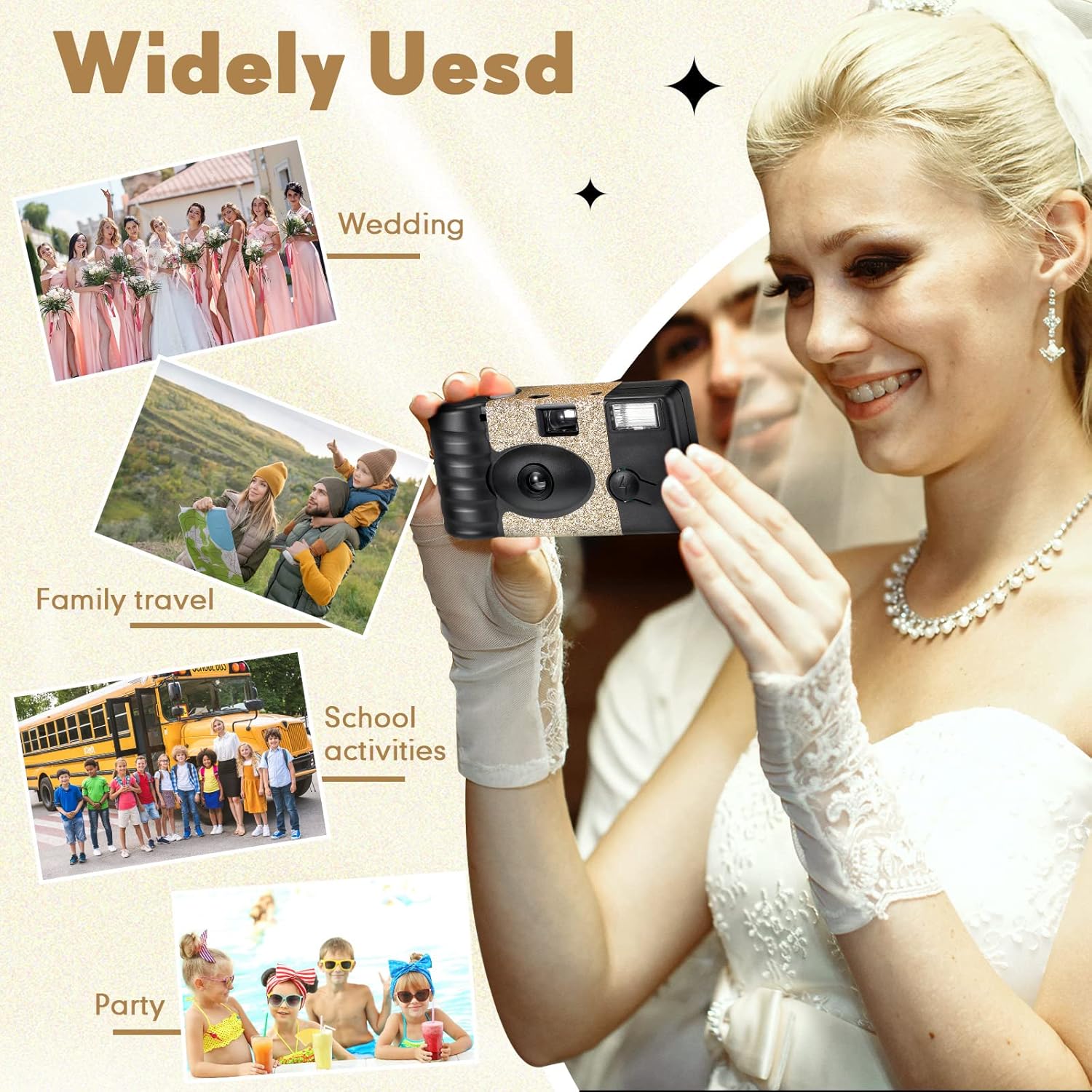 4 Pcs Disposable Camera Single Use Film Camera One Time Camera for Photography with Flash Color Film for Wedding, Anniversary, Travel, Camp, Party Supplies, Birthday Gift (Classic Style) - Image 5